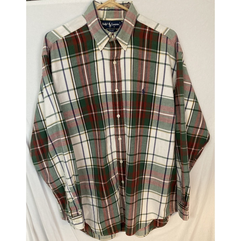 Polo Ralph Lauren Blaire Plaid Cotton Long Sleeve Button Down Shirt Mens Sz L